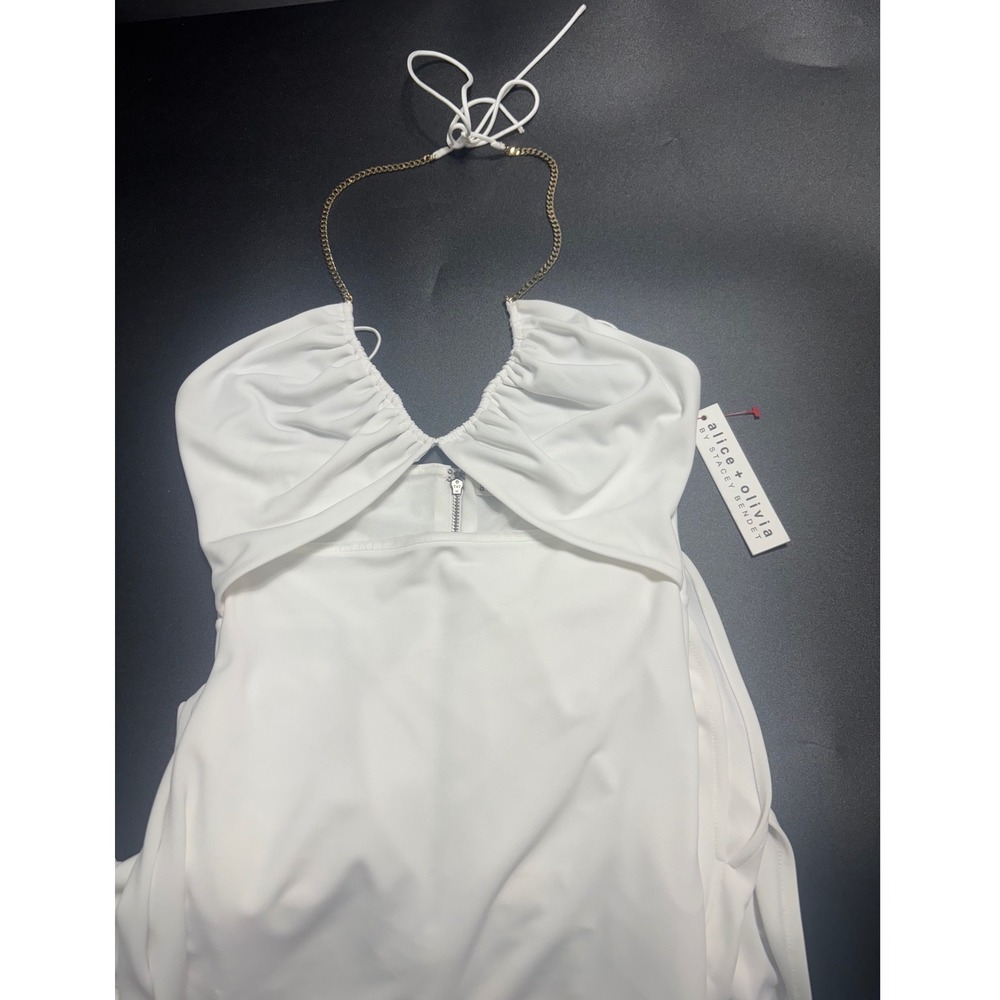 Alice + Olivia NWT Sariya Cut-Out Interlock Knit Maxi-Dress Off-White Sz 2 $350